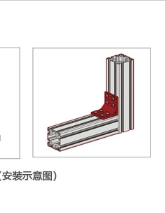 雙槽鋁型材強(qiáng)力角件安裝示意圖 雙槽鋁型材強(qiáng)力角件安裝示意圖